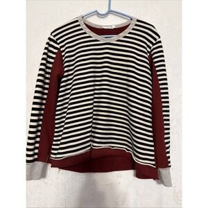 Wilt Long Sleeve Sweatshirt Top Made In USA - Women's S Burgundy Black Ivory